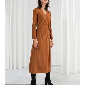 & other stories rust belted midi dress